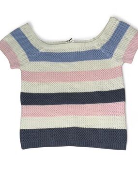 Tilly's Cream, Light Blue, Pink & Navy Striped Knit Women's Top